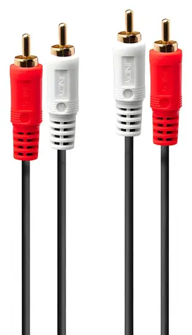 Lindy Audiokabel 2x RCA (M) - 2x RCA (M) 1 m schwarz / Audiokabel / Stereo / Vergoldete Stecker