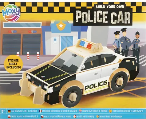 MOXY 3D-Puzzle Polizeiauto / Ohne Klebstoff / Naturmaterial