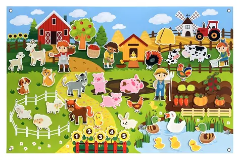 2KIDS TOYS Interaktive Spielwand Bauernhof / ab 3 Jahren / Filz