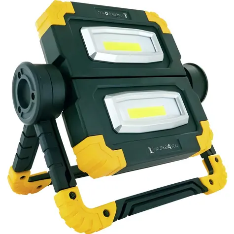 Schwaiger LED-Multifunktions-Taschenlampe schwarz/gelb / Arbeitsleuchte / 2 x 500 lm / COB-LED / wiederaufladbar / USB-Ladefunktion
