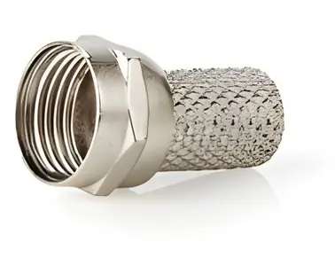 Nedis F-Stecker gerade silber / Stecker / Stecker / vernickelt / 75 Ohm / Drehverschluss / 25 Stück.