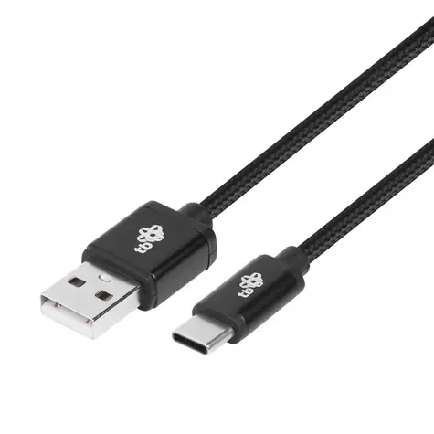 TB USB-A - USB-C Kabel schwarz / USB-C Kabel / geflochten / 1,5 m
