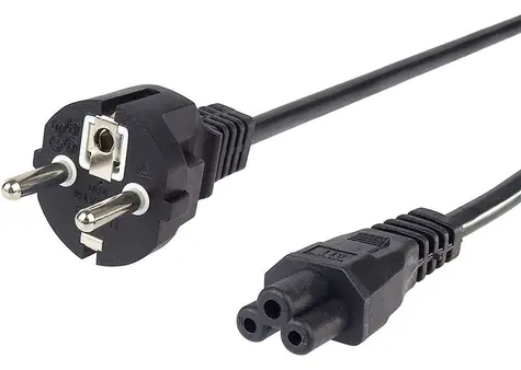 Wortmann Stromkabel Schuko - C5 gerade 0,6 m / Stromkabel / schwarz
