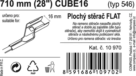Compass FLAT BULK CUBE16 710mm / Scheibenwischer / Flaches Design / Cube16-Halterung / Serviceverpackung