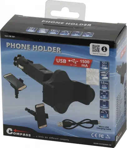 Compass -Steckdose / Kfz-Halterung / Steckdose / 1x USB