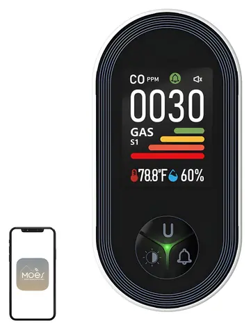 MOES S02-CG / Kohlenmonoxid- und Gaswarngerät / 2-in-1-Sensor für CO und brennbare Gase / LCD-Display / 85 dB Alarm