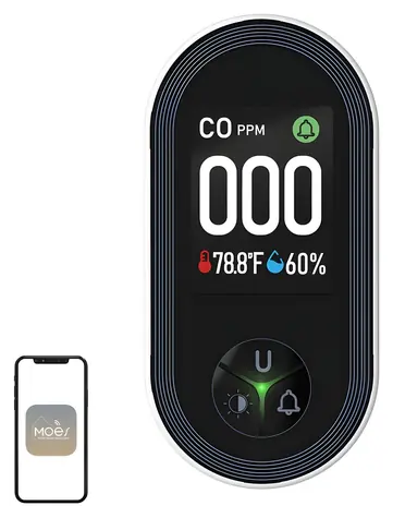 MOES S02-CO / Kohlenmonoxid-Detektor / Elektrochemischer Sensor / LCD-Anzeige / Netzanschluss