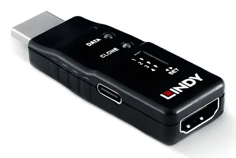 Lindy HDMI EDID Feeder 8K60 schwarz / EDID-Emulator / Auflösung 8K60Hz / USB-C / 2 Jahre Garantie