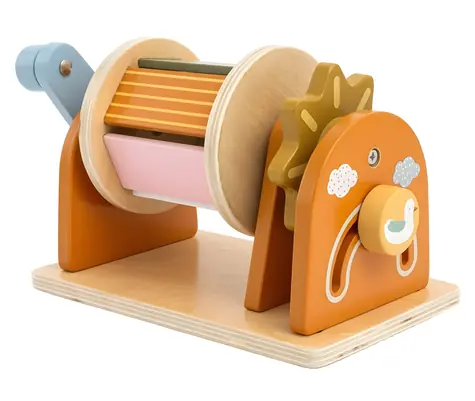 2KIDS TOYS Drehbare Sinnestrommel mit Karten / Bauernhofmotiv / ab 1 Jahr