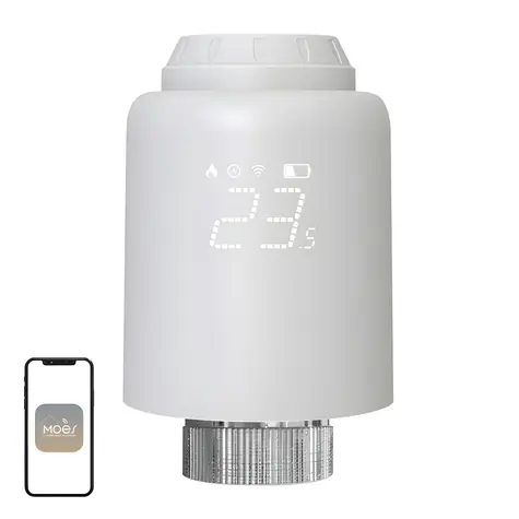 MOES ZTRV-PJ-601-MS weiß / Thermostatkopf / ZigBee / LED-Anzeige