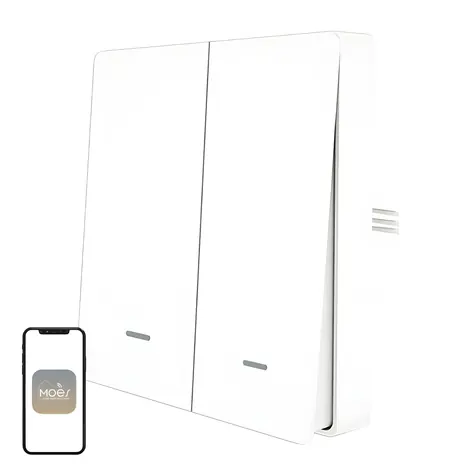 MOES ZS-B-EU2 weiß / Intelligenter Schalter / 2 Kanäle / ZigBee 3.0 / Ohne Neutralleiter