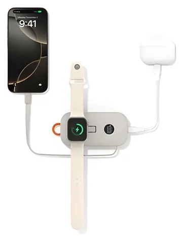 Belkin BOOST CHARGE PRO sand / Powerbank / 10000 mAh / kabelloses Laden für Apple Watch / USB-C