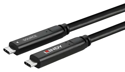 Lindy USB-C - USB-C 10 m schwarzes Kabel / 5 Gbit/s / DisplayPort 4K / USB-C PD 20 V