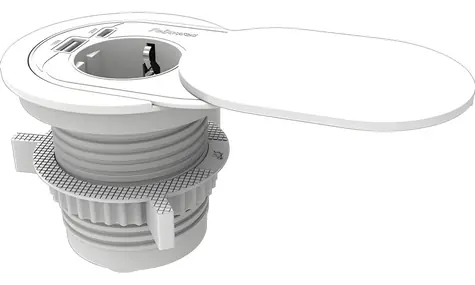 Fellowes Einbau-Tischsteckdose, weiß / Steckdose / USB-A / USB-C / 230 V / 2 m Kabel