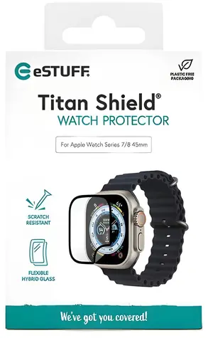 eSTUFF Titan Shield für Apple Watch Series 4/5/6/SE 44 mm / Schutzglas / Hybrid / 9H