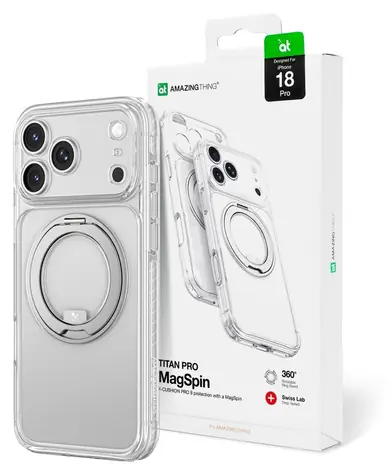 AmazingThing Titan Pro Spin Lens transparente Schutzhülle für Apple iPhone 18 Pro / MagSafe