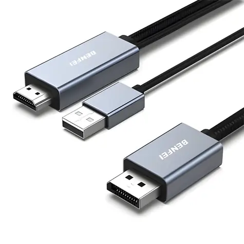 Benfei HDMI-DisplayPort-Kabel, grau / Kabel / 1,8 m