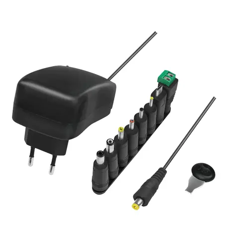 LogiLink Universal-Netzteil mit USB-Anschluss, schwarz / Ladeadapter / 24 W / 100-240 V / Ausgang 3-12 V, 2 A