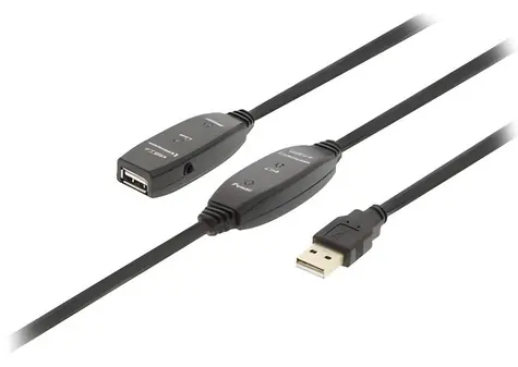 Valueline Aktives USB 2.0 Verlängerungskabel schwarz / USB-Kabel / AM - AF / aktiv / 25 m