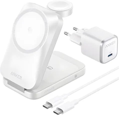 Anker Prime weiß / Kabelloses Ladegerät 3-in-1 / Qi 2.2 / 25 W