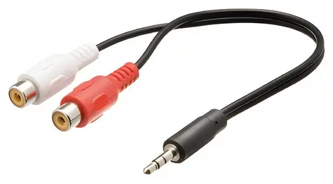 Valueline Adapter 3,5 mm Klinke (M) - 2x Cinch (F) schwarz / Audioadapter / Stereo / 0,20 m
