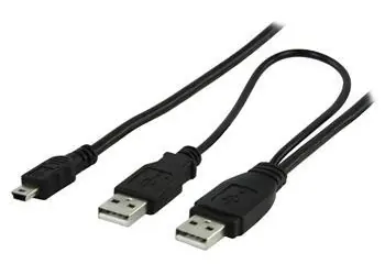 Valueline Y-Kabel 2x USB A (Stecker) - USB Mini 5-Pin (Stecker) / Kabel / USB 2.0 / 1 m