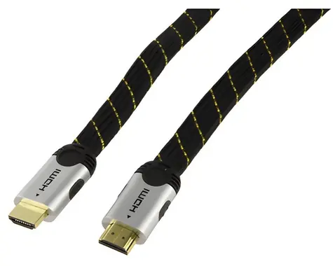 Valueline Flaches HDMI-Kabel, 2,5 m / HDMI-Kabel / HDMI 1.3 / vergoldete Anschlüsse / Nylongeflecht