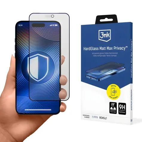 3MK HardGlass Matt Max Sichtschutz für iPhone 18 Pro / Schutzglas / Matt / Sichtschutzfilter