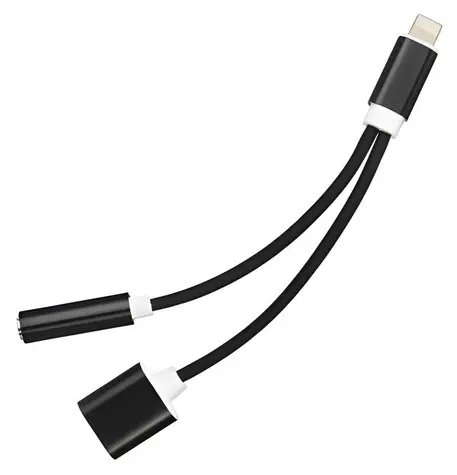 Lightning-Audio- und Ladeadapter für iPhone, schwarz / Adapter / HF-Audio und -Ladefunktion / Lightning