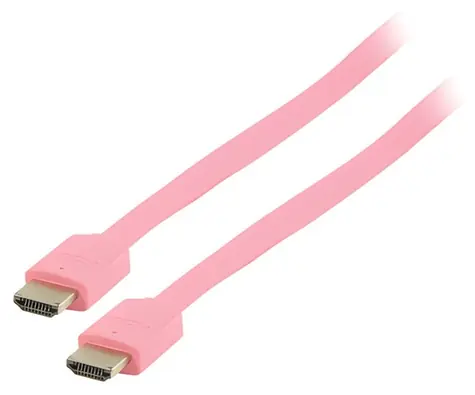 Valueline HDMI-Flachkabel VLMP34010P2.00, pink / Kabel / HDMI 1.4 / 3D/4K / 2 m