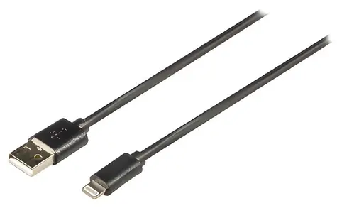 Valueline USB-A-Lightning-Kabel, 2 m, schwarz / Synchronisierungs- und Ladekabel / für Apple