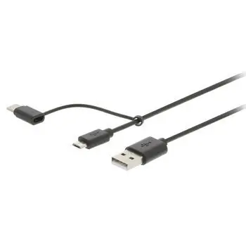 Valueline USB-Kabel USB-A - Micro-USB B/USB-C, schwarz / Kabel / USB 2.0 / 1 m