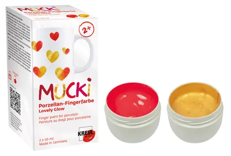 KREUL Porzellan-Fingerfarben MUCKI Lovely Glow / Set mit 2 × 50 ml / ab 2 Jahren
