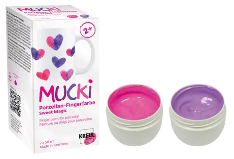 KREUL Fingerfarben für Porzellan MUCKI Sweet Magic / Set / 2 × 50 ml / Ab 2 Jahren