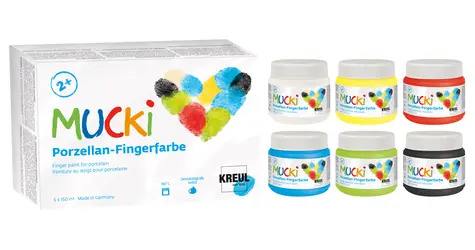 KREUL Fingerfarben für Porzellan MUCKI 6 x 150 ml / ab 2 Jahren
