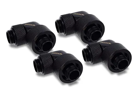 Alphacool Eiszapfen 16/10 mm schwarz / Anschluss / Schraubanschluss / 90° drehbar / G1/4