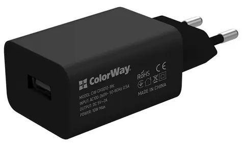 Colorway: Schwarz / Netzteil / 1x USB / 10 W / 100-240 V