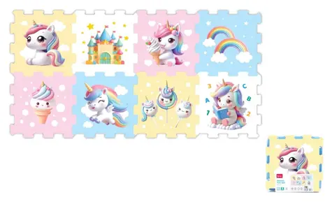WIKY Schaumstoffpuzzle Einhorn / 30 x 30 cm / 8 Teile / ab 10 Monaten