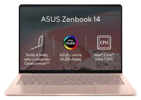 Asus Zenbook 14 Coral / Notebook / 14" 3K / Intel Core Ultra 7 355 / 24 GB RAM / 512 GB SSD / Windows 11