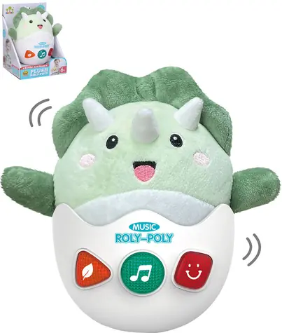 WIKY Plüsch-Schaukeldinosaurier Roly Poly / Schaukelspielzeug / Licht und Sound / 20 cm / ab 6 Monaten