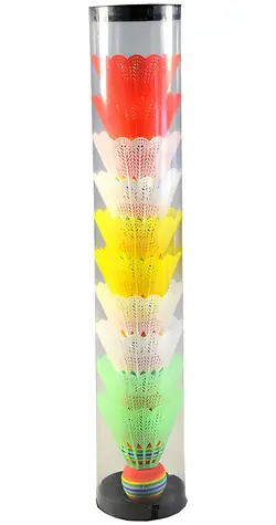 Badmintonkörbe, weiß und farbig / Badmintonkörbe / 10 Stück in einer Röhre / Kunststoff / ab 3 Jahren