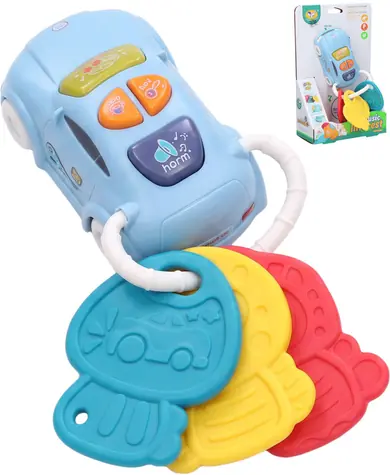 WIKY Auto mit Schlüsseln / Interaktives Spielzeug / Licht und Sound / 2 AAA-Batterien / ab 12 Monaten
