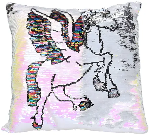 WIKY Paillettenkissen Pegasus Regenbogen / 38 x 38 cm / ab 3 Jahren