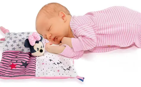 Clementoni Minnie Schnuller mit Beißring / Schnuller / Disney / Textil, Kunststoff / ab Geburt