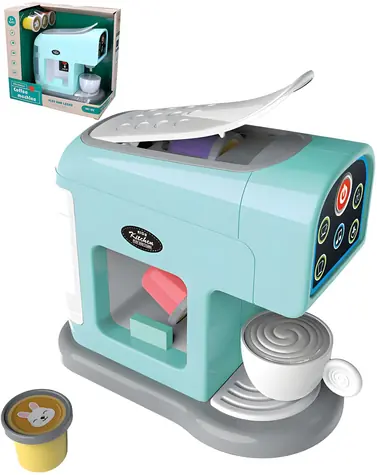 WIKY Filterkaffeemaschine / Kinderspielzeug / mit Licht und Sound / Set mit Tasse und Kapseln / 20 cm
