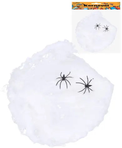 WIKY Dekoration Spinnennetz mit Spinnen Halloween / Partydekoration / 2 Spinnen / ca. 5 cm / ab 3 Jahren