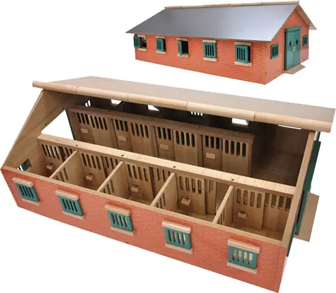 KIDS GLOBE Pferdestall 1:24 mit 7 Boxen / Holzbausatz / ab 3 Jahren