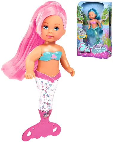 Simba Puppe Evička Meerjungfrau / 14 cm / glitzernde Flosse / 3 Farben / ab 3 Jahren