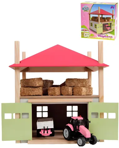 KIDS GLOBE Holzscheune 2-in-1 / Maßstab 1:32 / verstellbare Dachhöhe / ab 3 Jahren