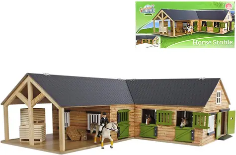 KIDS GLOBE Holzbausatz Pferdestall / 1:24 / 3 Kartons / ab 4 Jahren